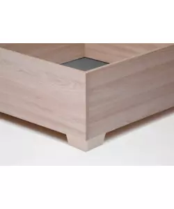 Letto 1 piazza e mezza "hi box" olmo naturale con rete, contenitore e piedini 120x190 cm